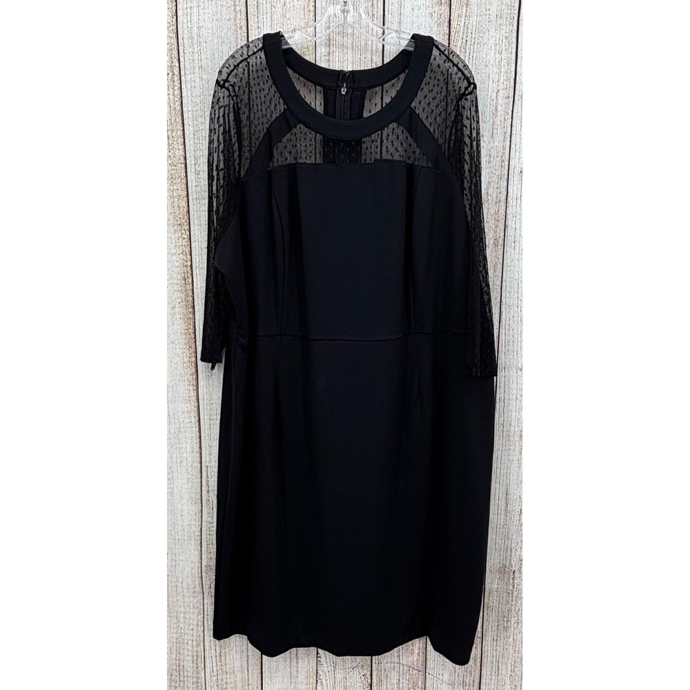 Lane Bryant Black Lace Yoke Sheath Dress Plus Size 28 Plus Stretch Lined Elegant